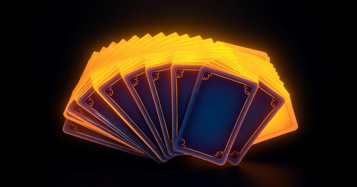 A portfolio of prompt cards fanned out like a professional prompt engineering deck