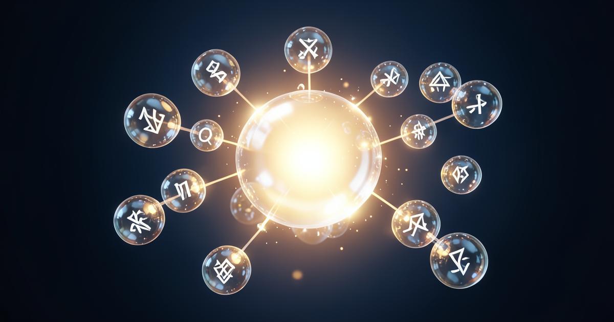 Glowing central AI model sphere connected to smaller model spheres, representing the 43 AI models in AIQuickPrompt